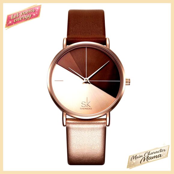 36mm Leather Strap Women\'s Watch Japanese Quartz Water Resistant Business